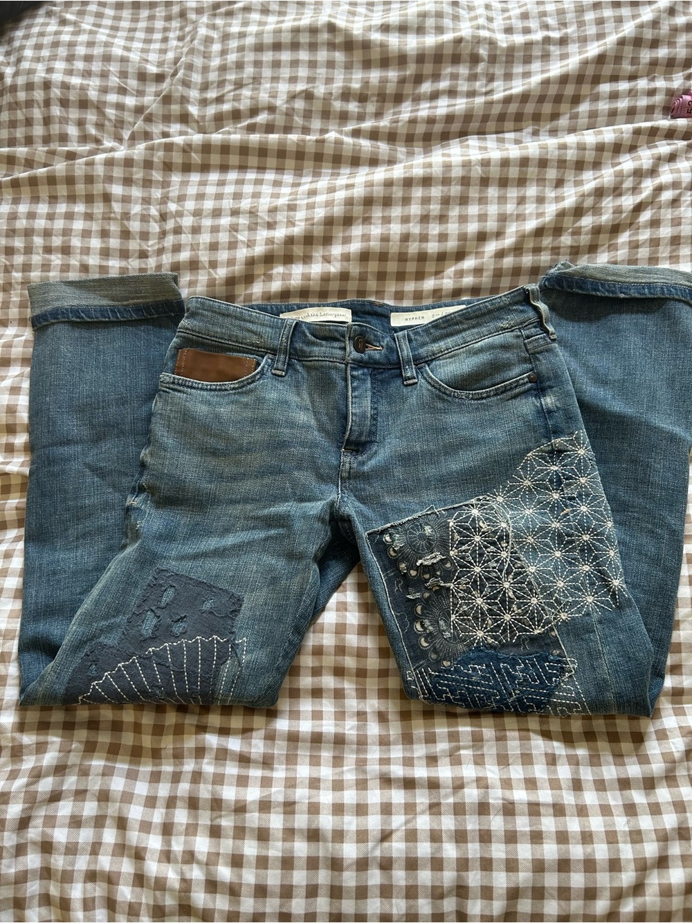 Pilcro and the Letterpress Women's Straight-Leg Patchwork Jeans - 25 - Picture 2 of 6